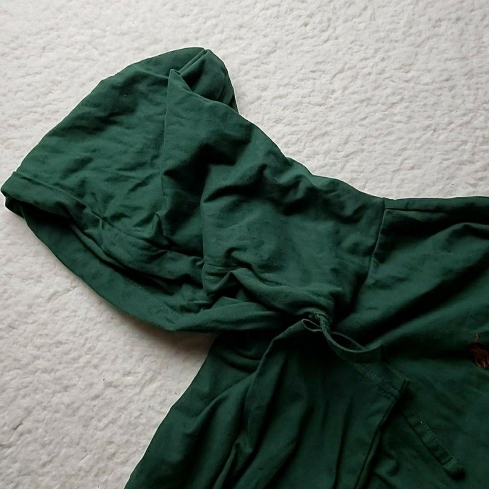 Polo Ralph Lauren Hoodie Shirt Mens Small Green Lightweight Cotton Logo Pullover